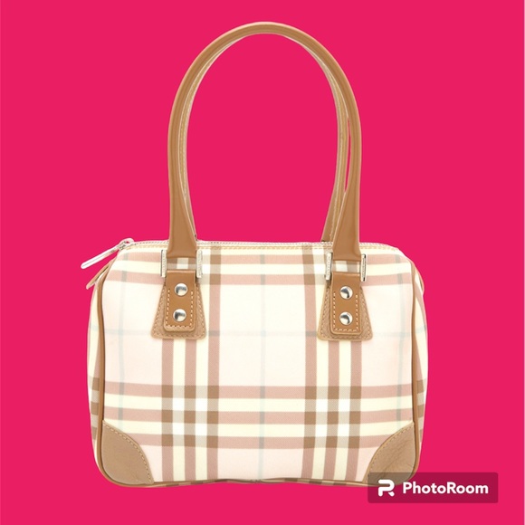 Burberry Handbags - BURBERRY Pink/Beige House Check PVC and Leather Small Boston Bag